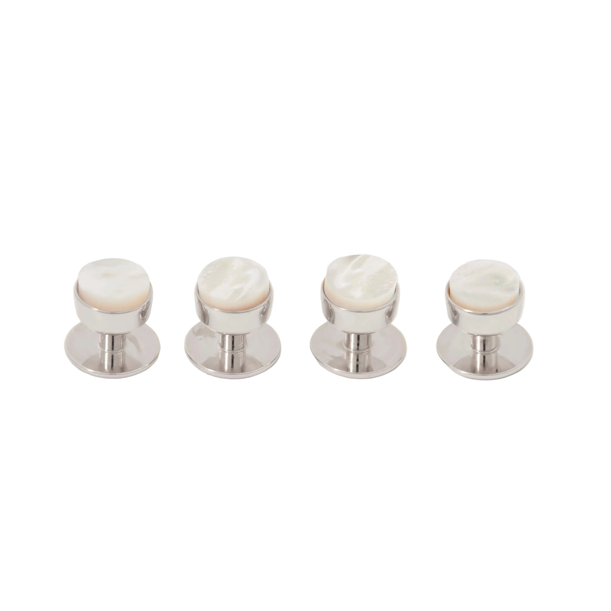 Mother of Pearl Rhodium Plate Stud Set