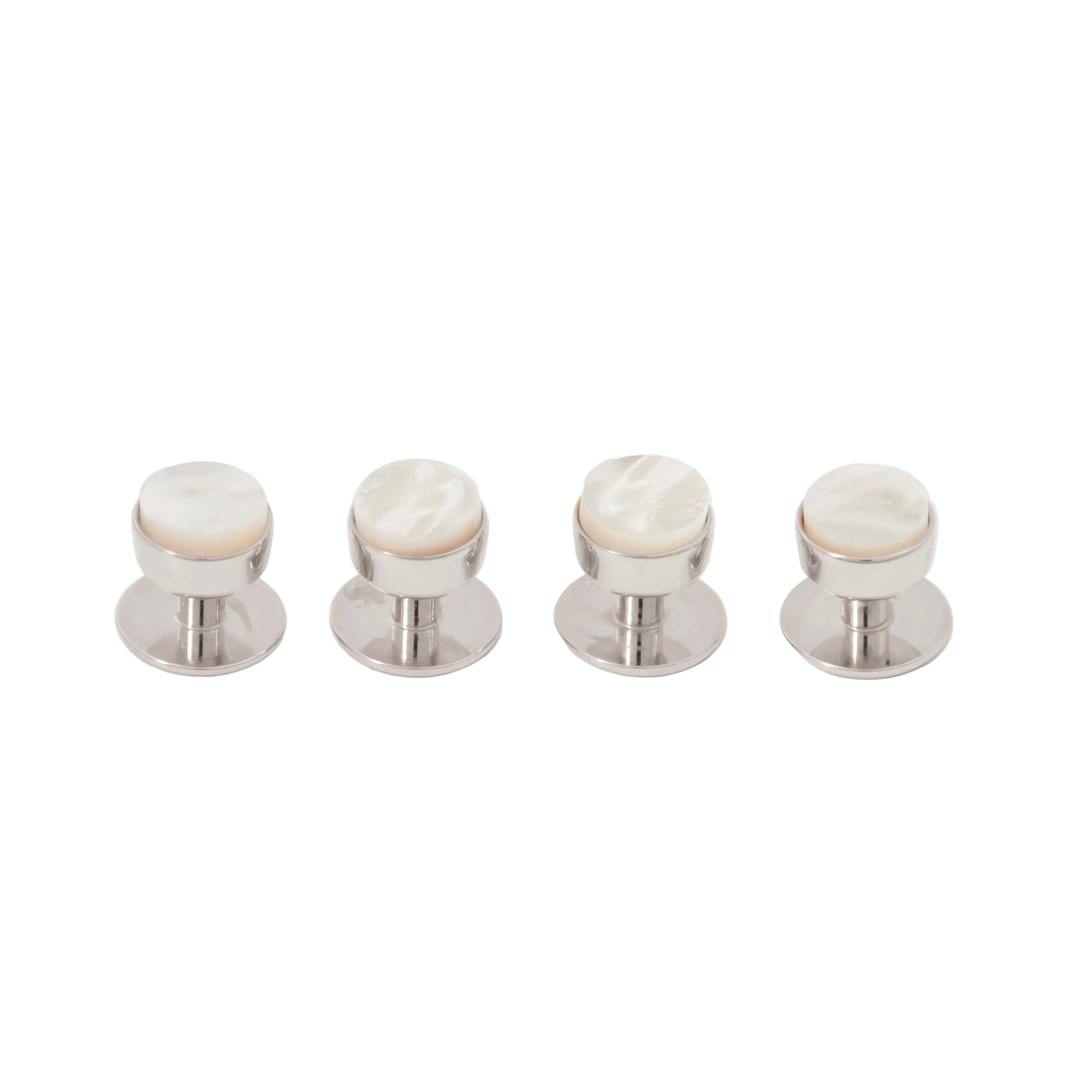 Mother of Pearl Rhodium Plate Stud Set