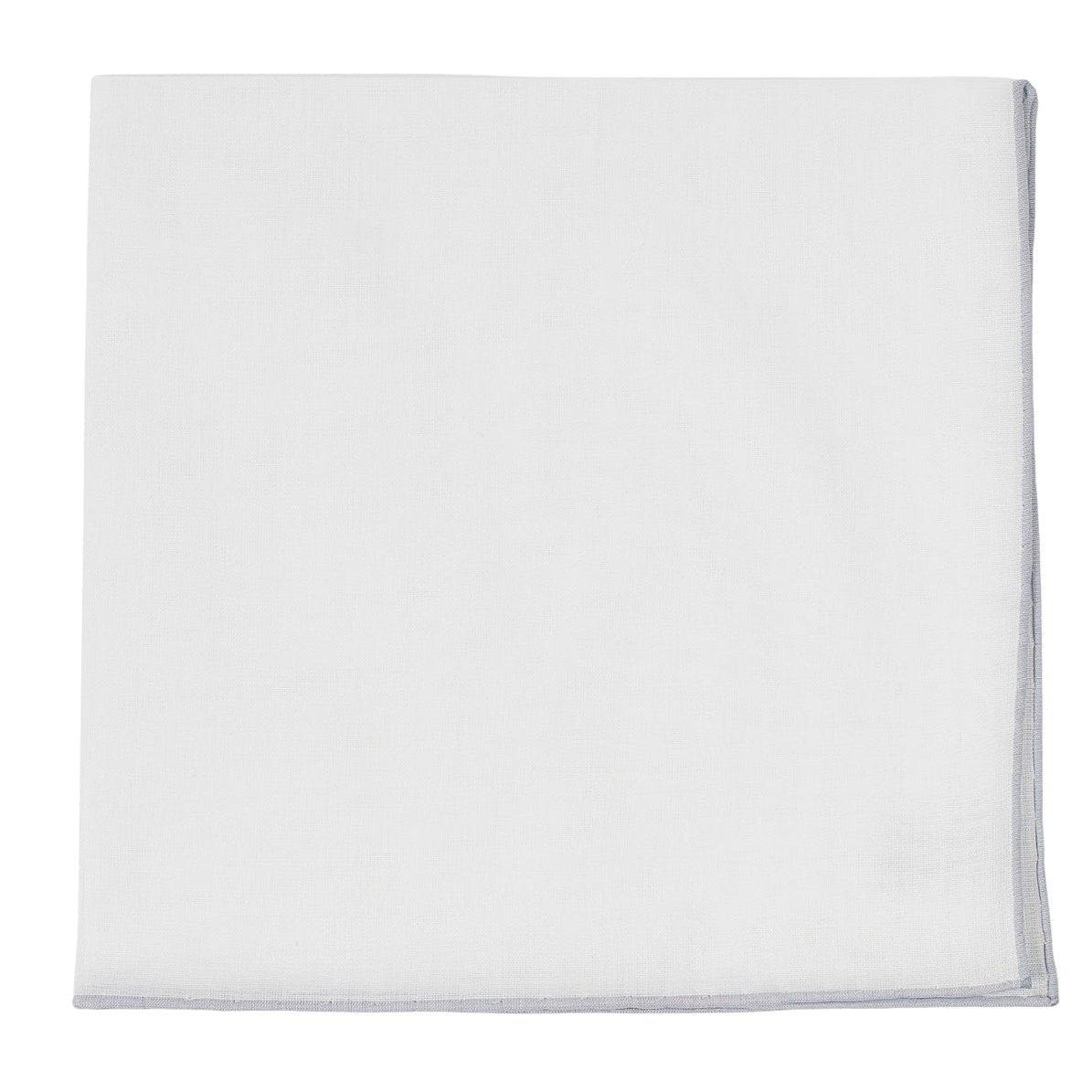 Simonnot Godard White & Light Grey Cotton Pocket Square