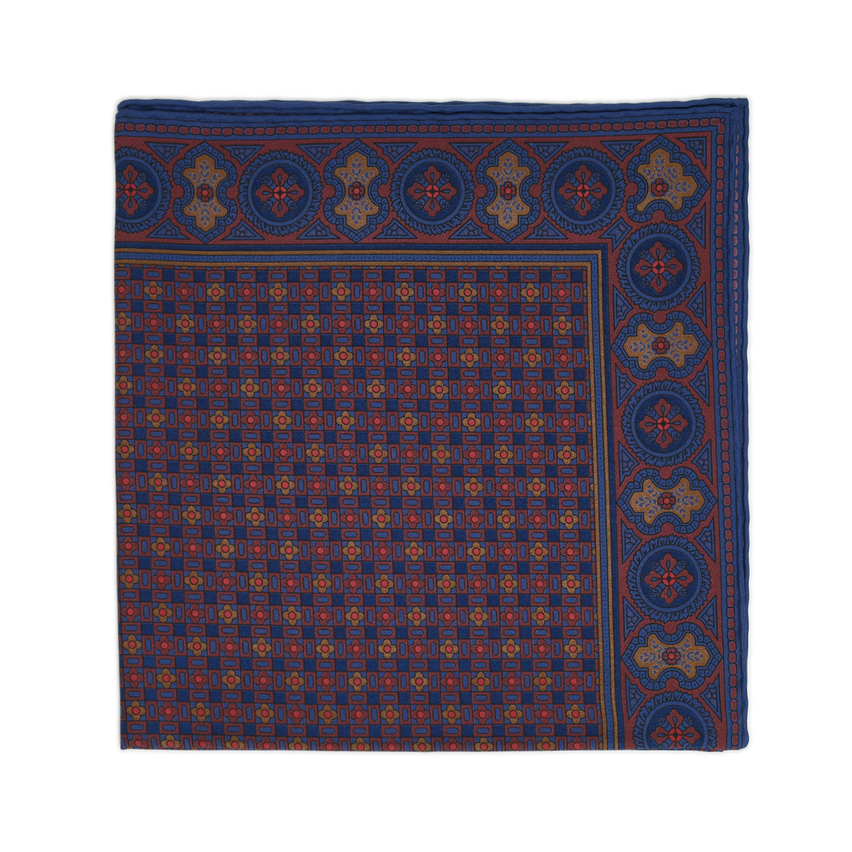 Sovereign Grade Burgundy and Navy Ancient Madder Pocket Square