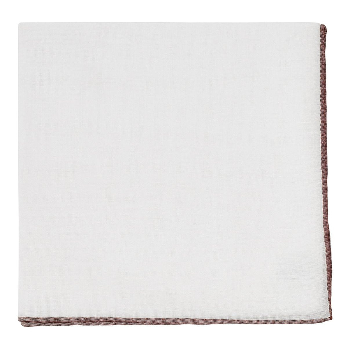 Simonnot Godard White & Brown Cotton Pocket Square