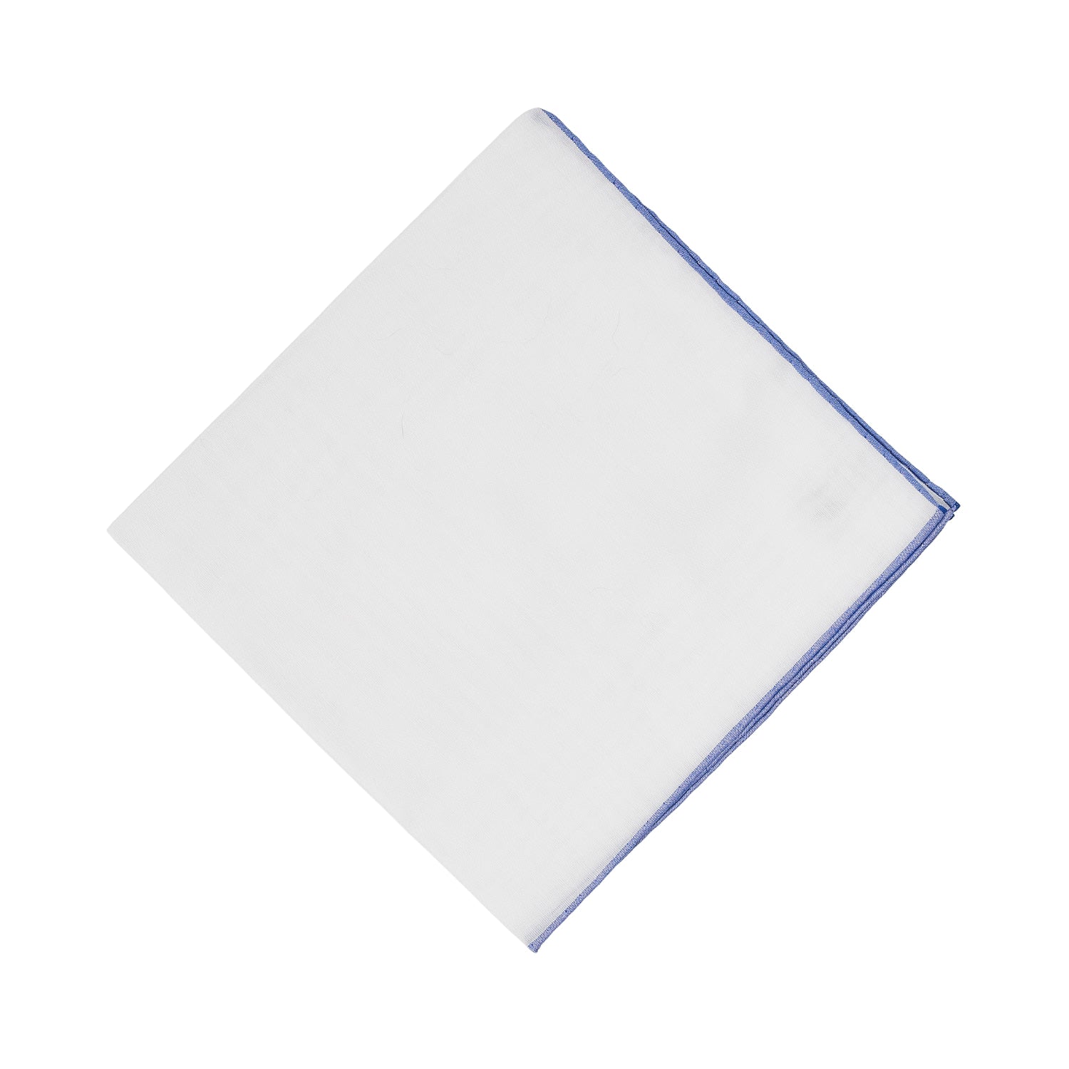 Simonnot Godard White & Blue Cotton Pocket Square