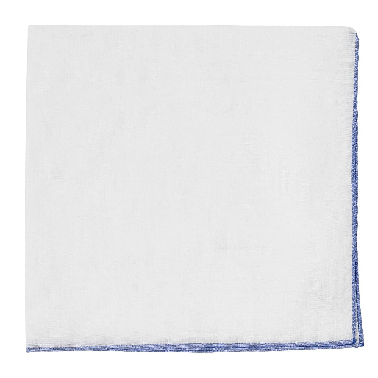 Simonnot Godard White & Blue Cotton Pocket Square