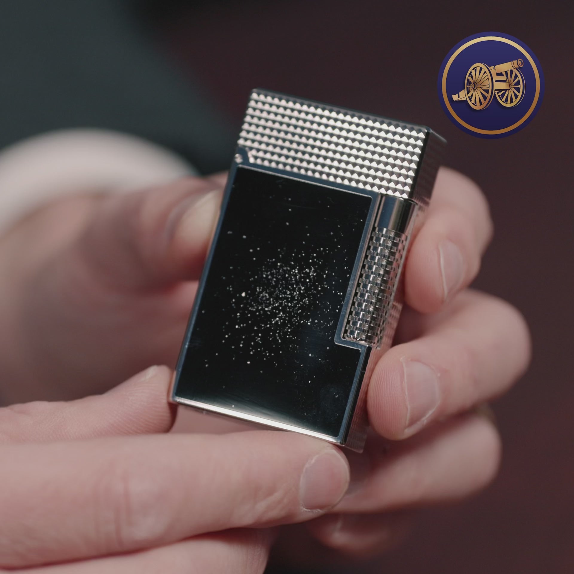 S.T. Dupont Limited Edition Le Grand Cling Platinum Dust Black Lacquer Lighter