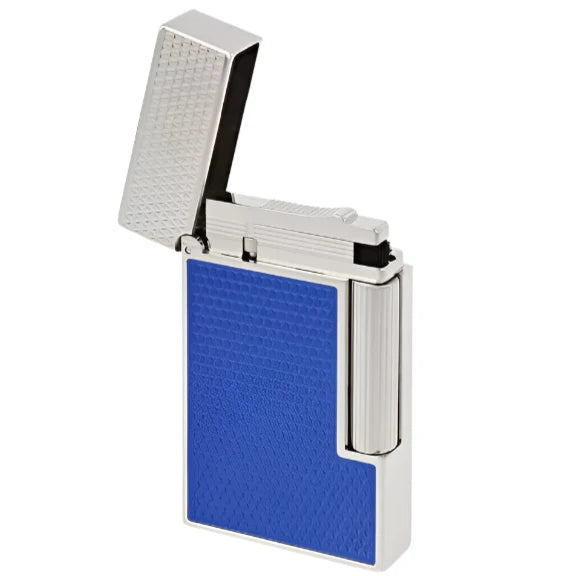 S.T. Dupont Line 2 Electric Blue Lacquer Guilloche Lighter