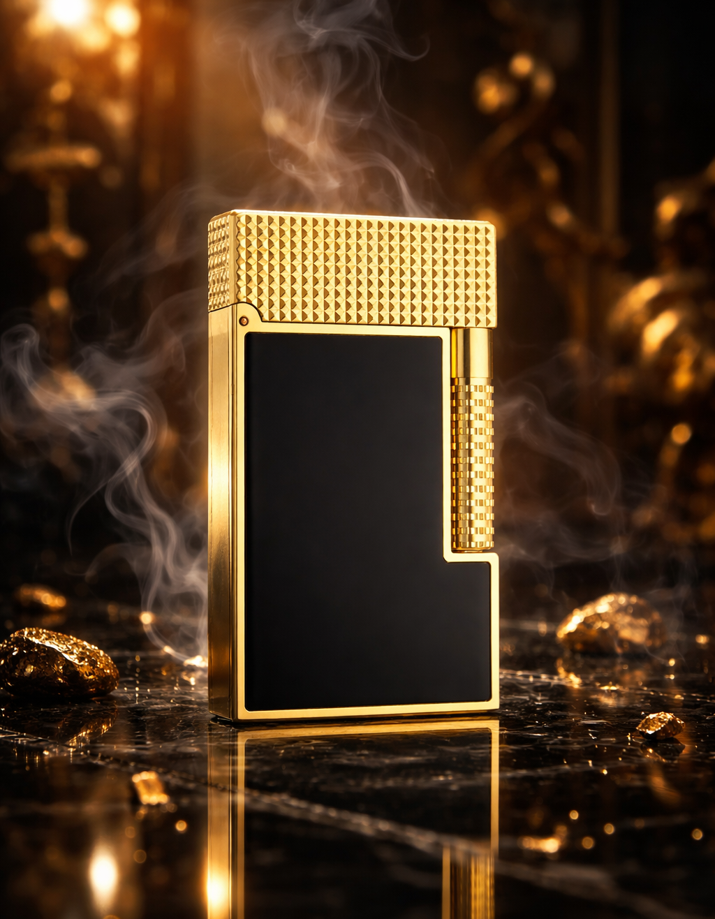 S.T. Dupont Le Grand Cling Black Lacquer Gold Lighter