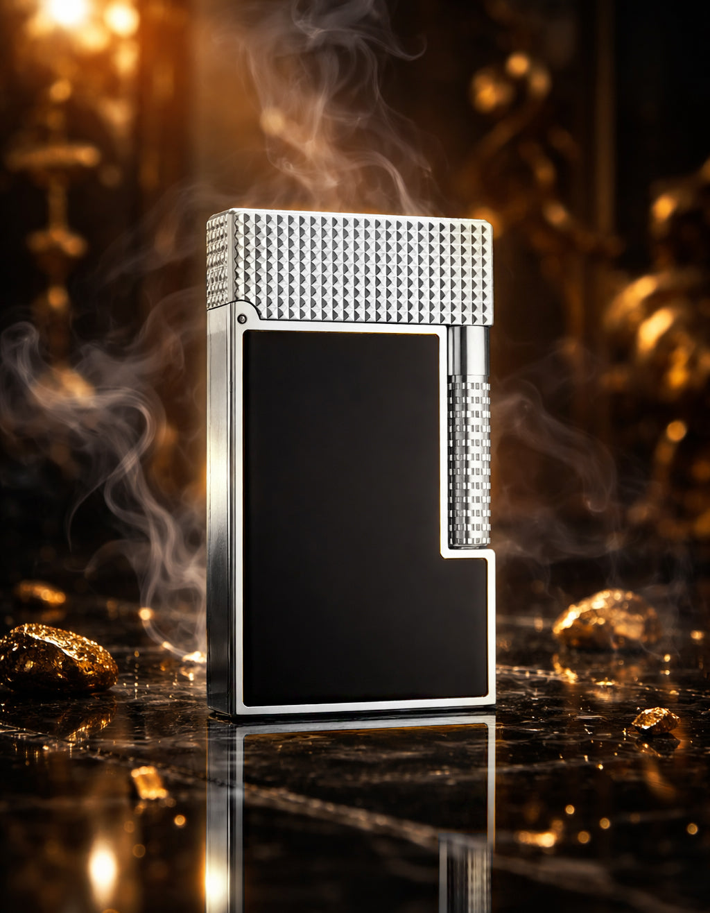 S.T. Dupont Le Grand Cling Black Lacquer Palladium Lighter