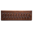 A KirbyAllison.com Solid Hardwood Board with a lot of Hanger Project Small Tie Rack - Walnut/Stainless Steel Pegs on it, perfect for a small tie rack or hanger project.