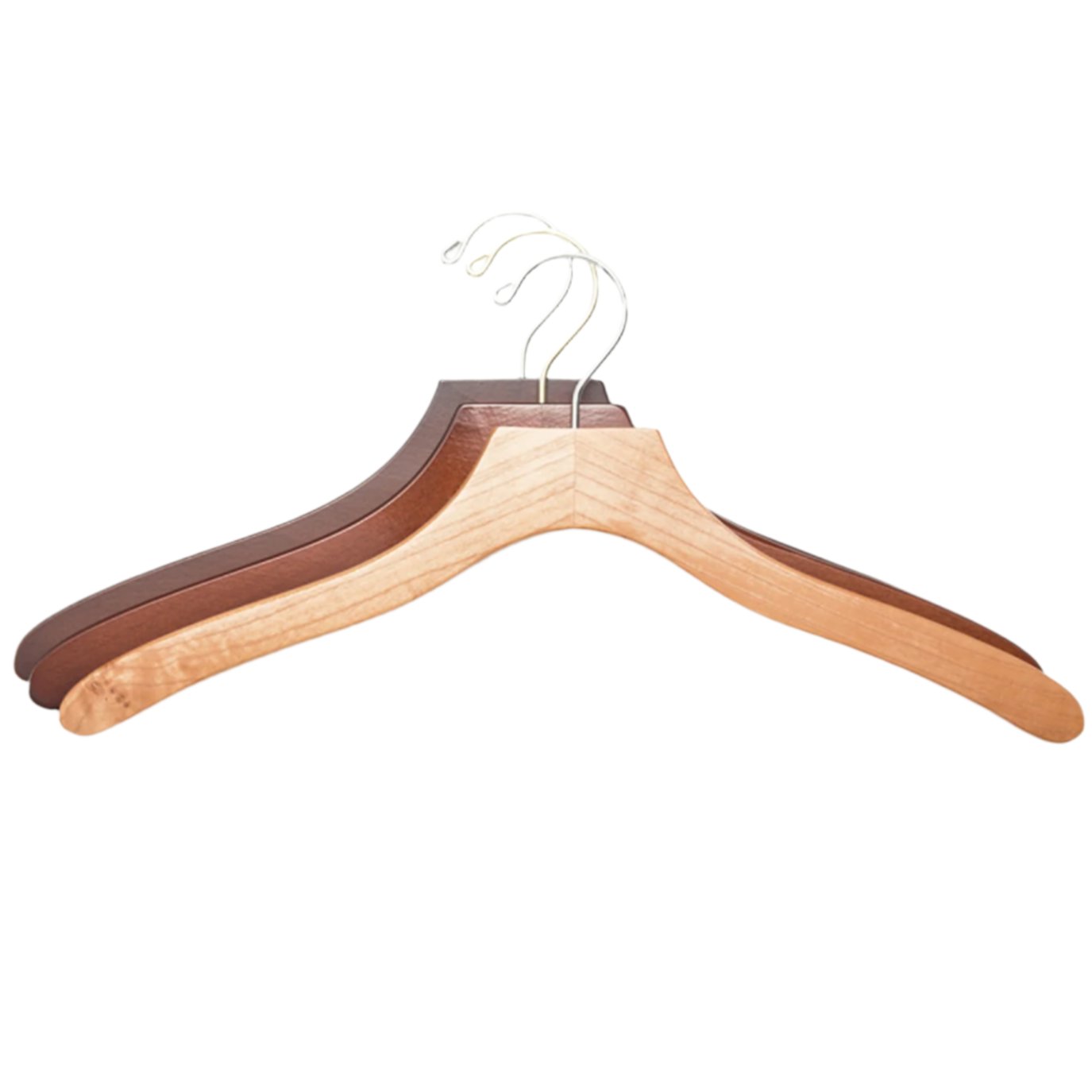 KirbyAllison.com's Luxury Wooden Shirt Hanger (Set of 5) showcasing premium finishes on a white background.