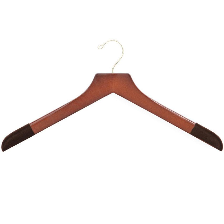 A Luxury Wooden Sweater and Polo Hanger from KirbyAllison.com for luxury golf polos and sweaters.