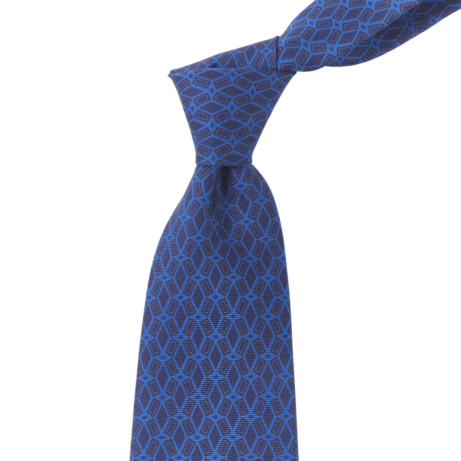 A KirbyAllison.com Sovereign Grade Lido Burgundy Ancient Madder Tie, 150cm with a geometric pattern.