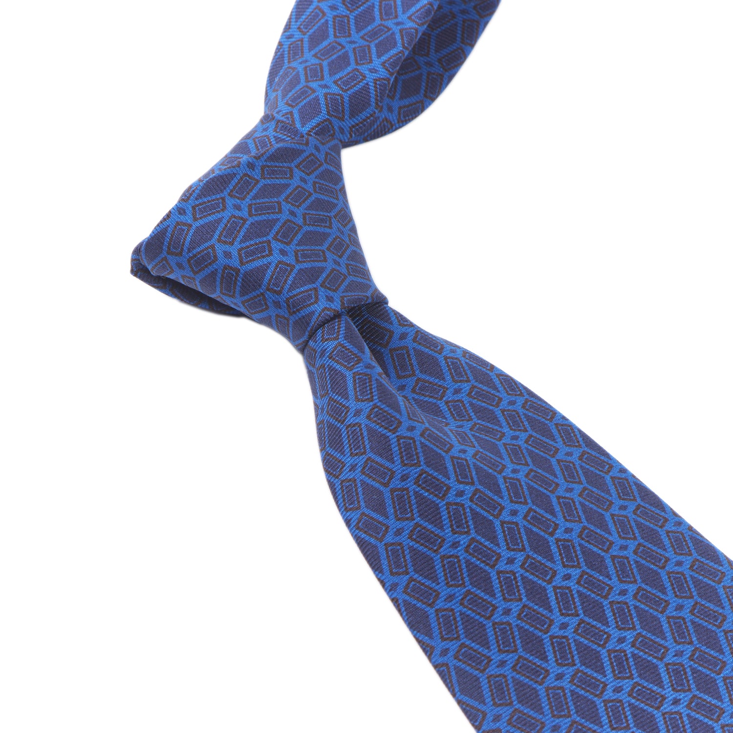 A handmade Sovereign Grade Lido Burgundy Ancient Madder Tie, 150cm with a geometric pattern, perfect for KirbyAllison.com style enthusiasts.