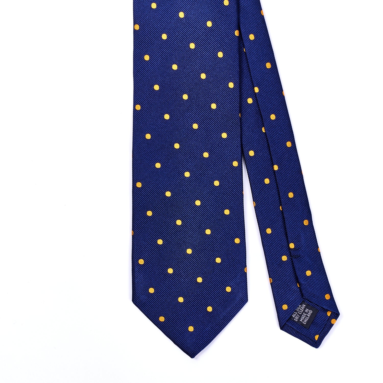 Sovereign Grade Woven Navy/Gold Wide Dot Tie - 150 cm