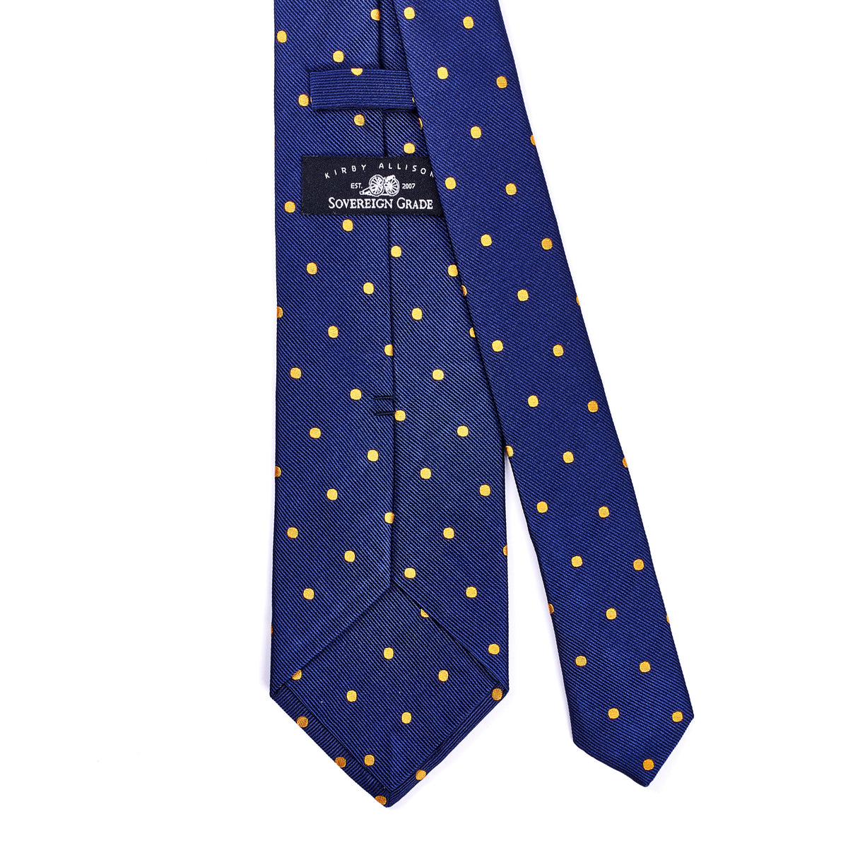 Sovereign Grade Woven Navy/Gold Wide Dot Tie - 150 cm