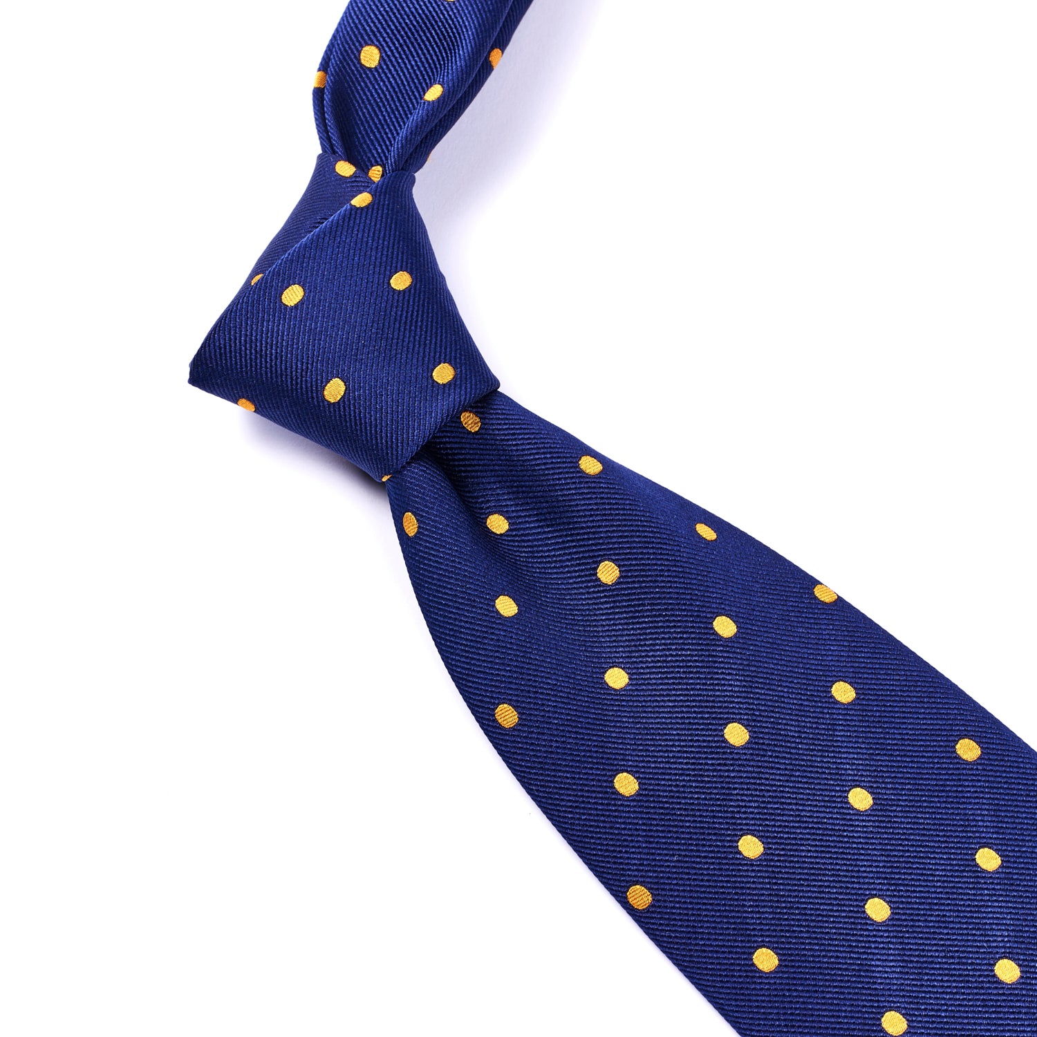 Sovereign Grade Woven Navy/Gold Wide Dot Tie - 150 cm