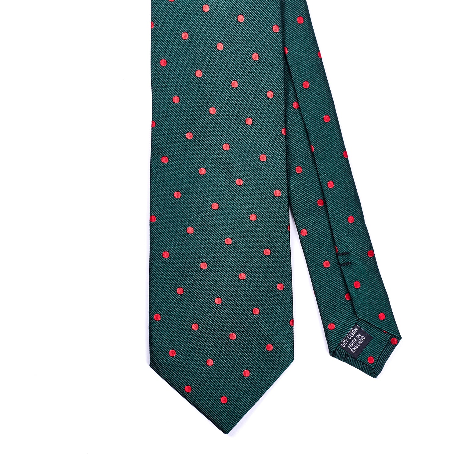 Sovereign Grade Woven Green Wide Red Dot Tie - 150 cm