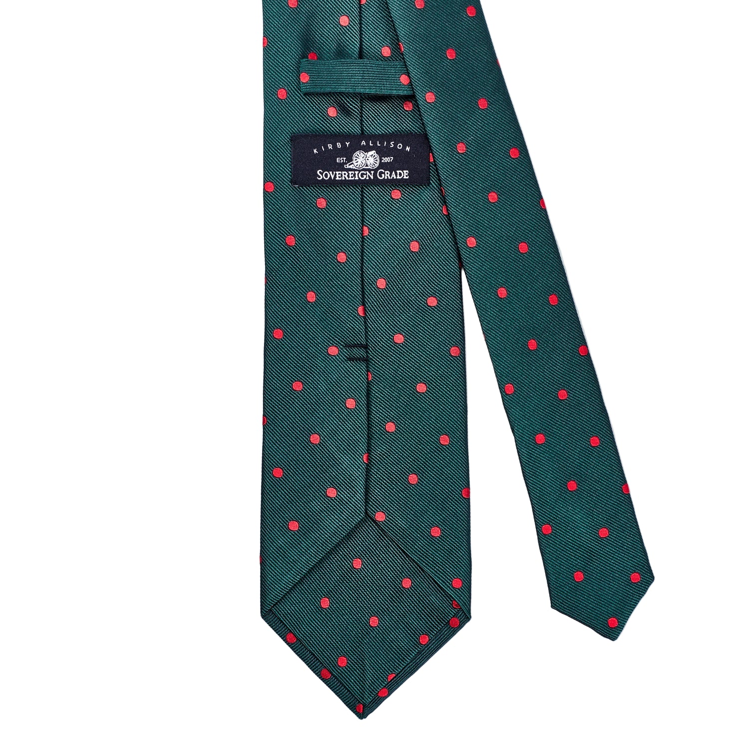 Sovereign Grade Woven Green Wide Red Dot Tie - 150 cm