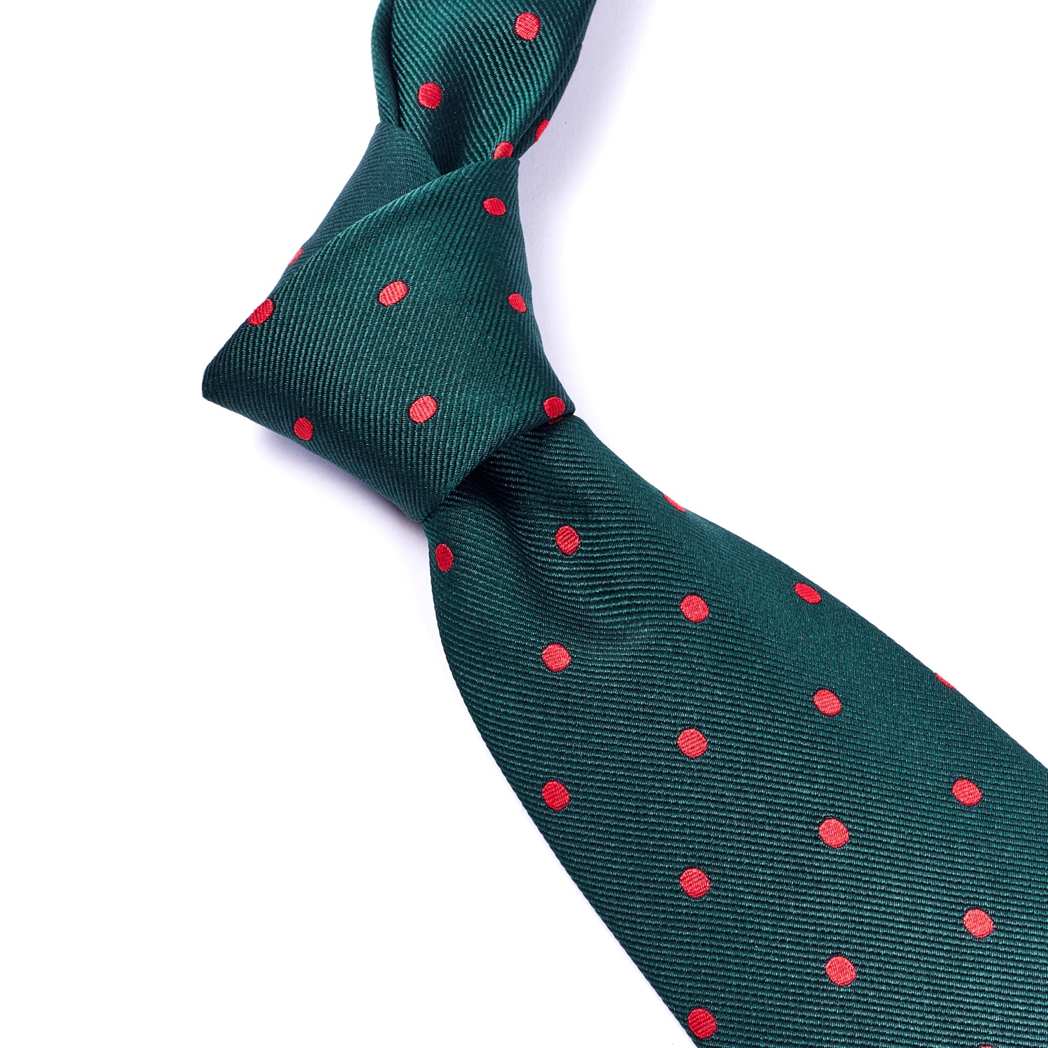 Sovereign Grade Woven Green Wide Red Dot Tie - 150 cm