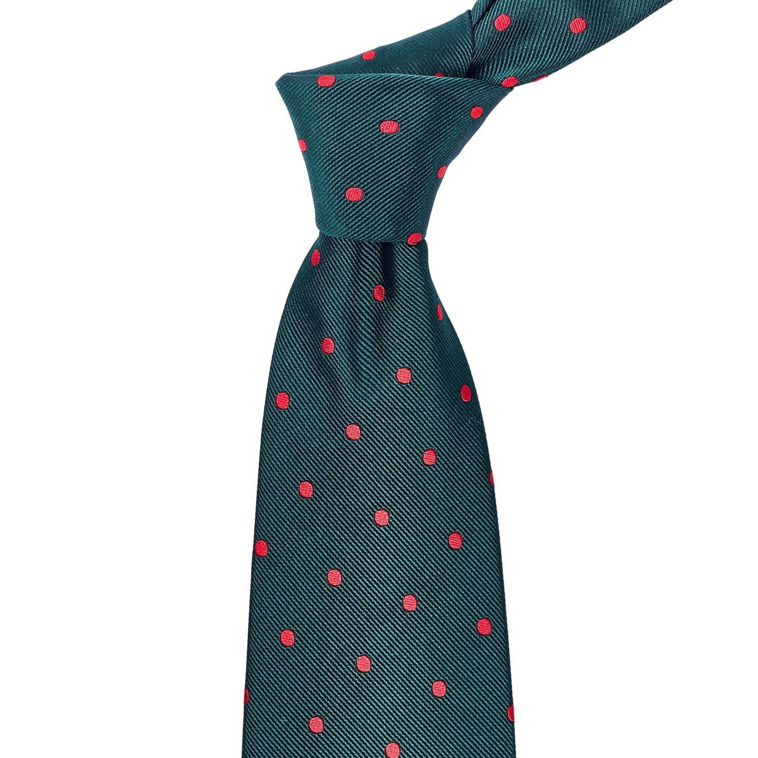 Sovereign Grade Woven Green Wide Red Dot Tie - 150 cm