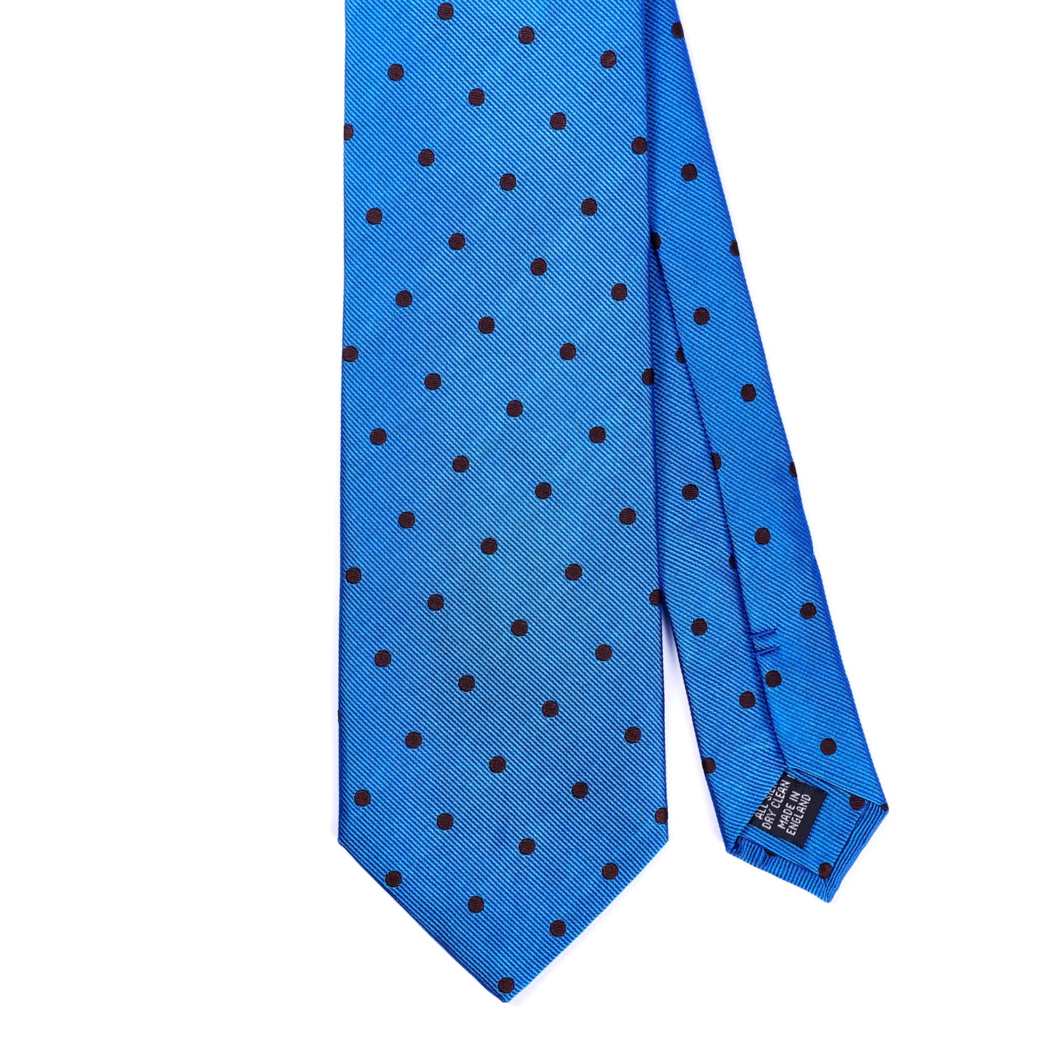 Sovereign Grade Woven Royal Blue Brown Wide Dot Tie - 150 cm