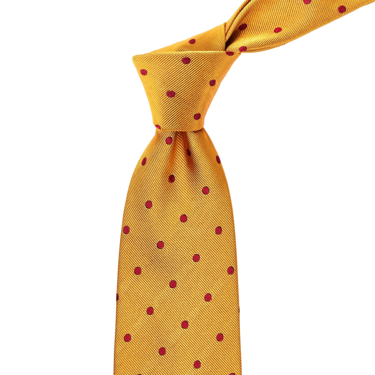 Sovereign Grade Woven Pollen Red Wide Dot Tie - 150 cm
