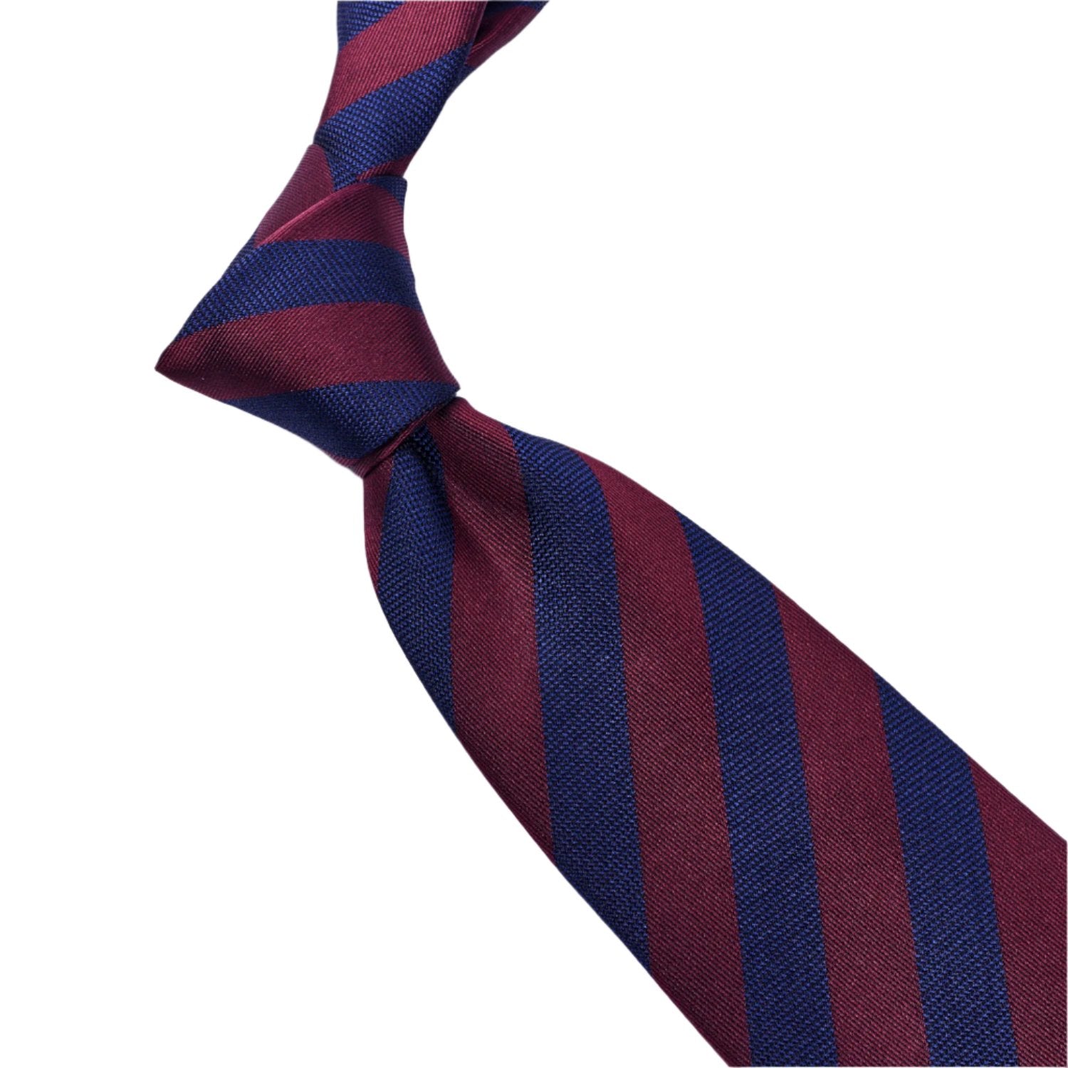 A Sovereign Grade Woven Navy and Burgundy Rep Tie, 150 cm on a white background, available at KirbyAllison.com.