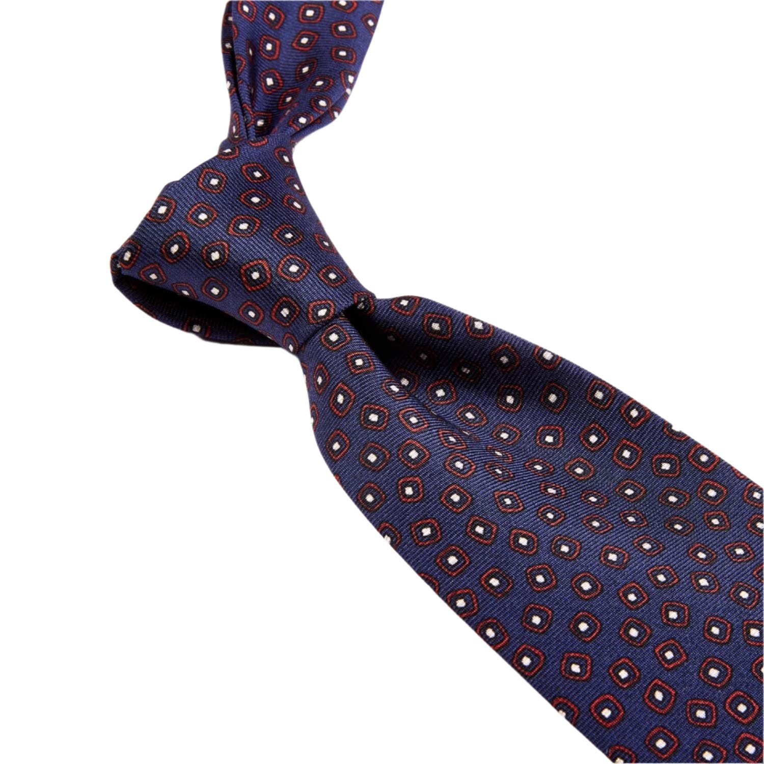 A Sovereign Grade Navy/Red Eton Printed Silk Tie, 150cm from KirbyAllison.com, offering longevity.