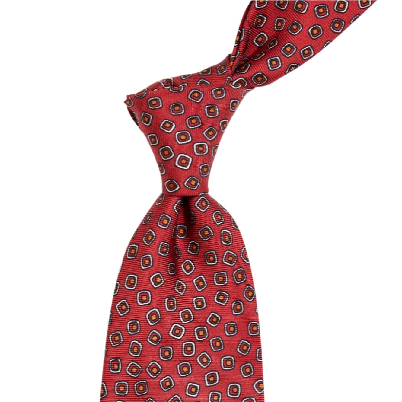 A highest quality Sovereign Grade Red Eton Printed Silk, 150cm tie with a handmade black and red pattern for longevity from KirbyAllison.com.