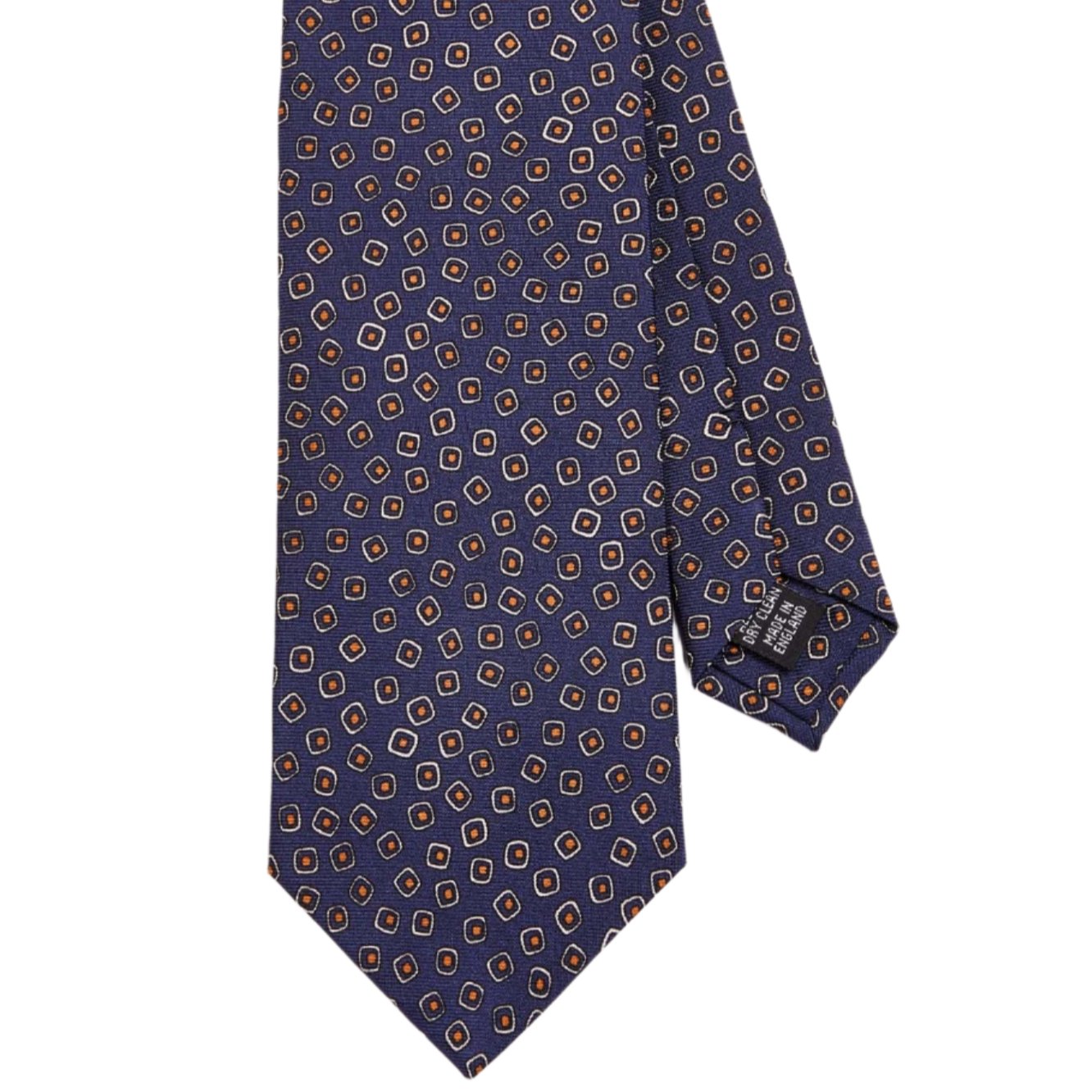 A Sovereign Grade Navy/White Eton Printed Silk Tie, 150cm from KirbyAllison.com, handmade in the United Kingdom from 100% English silk.