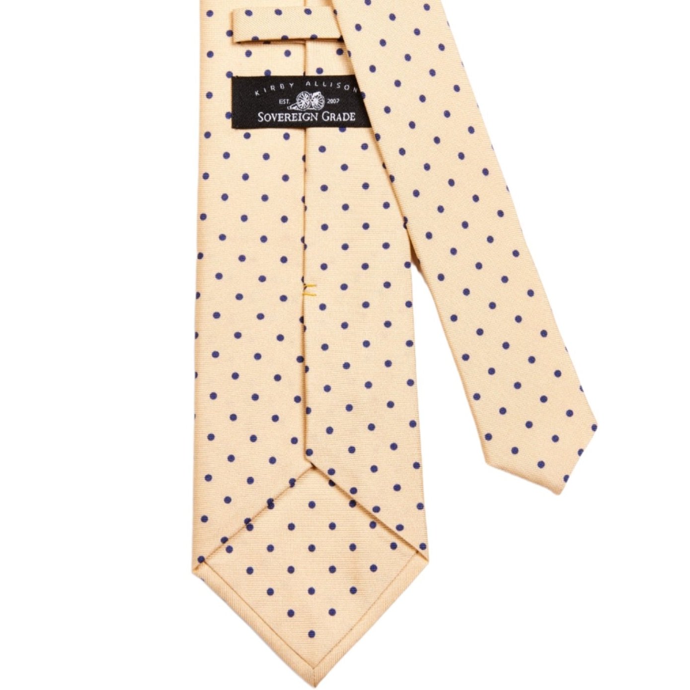 Sovereign Grade Champagne-Navy London Dot Printed Silk Tie