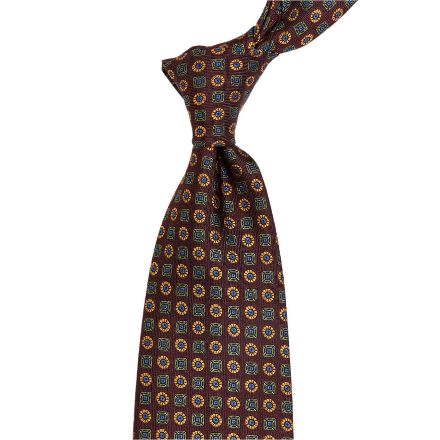 A KirbyAllison.com Sovereign Grade Burgundy Jacquard Floral Tie, showcasing craftsmanship from the United Kingdom.