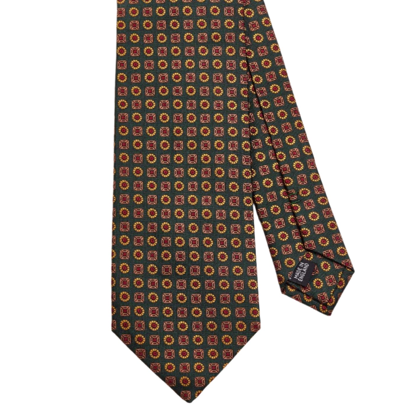 A KirbyAllison.com Sovereign Grade Tartan Floral Jacquard Tie, 150 cm on a white background.