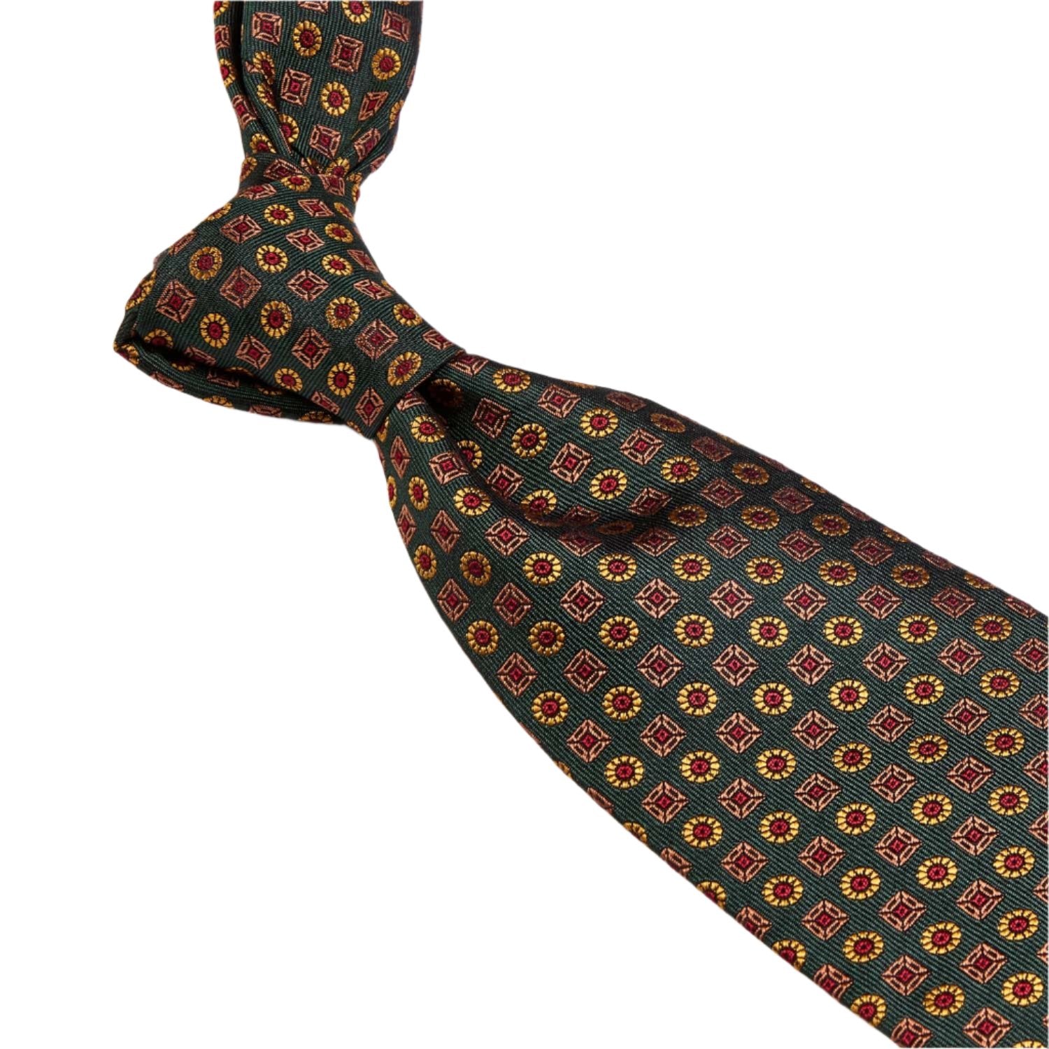 A Sovereign Grade Tartan Floral Jacquard tie, 150 cm long, handmade in the United Kingdom and sold by KirbyAllison.com.