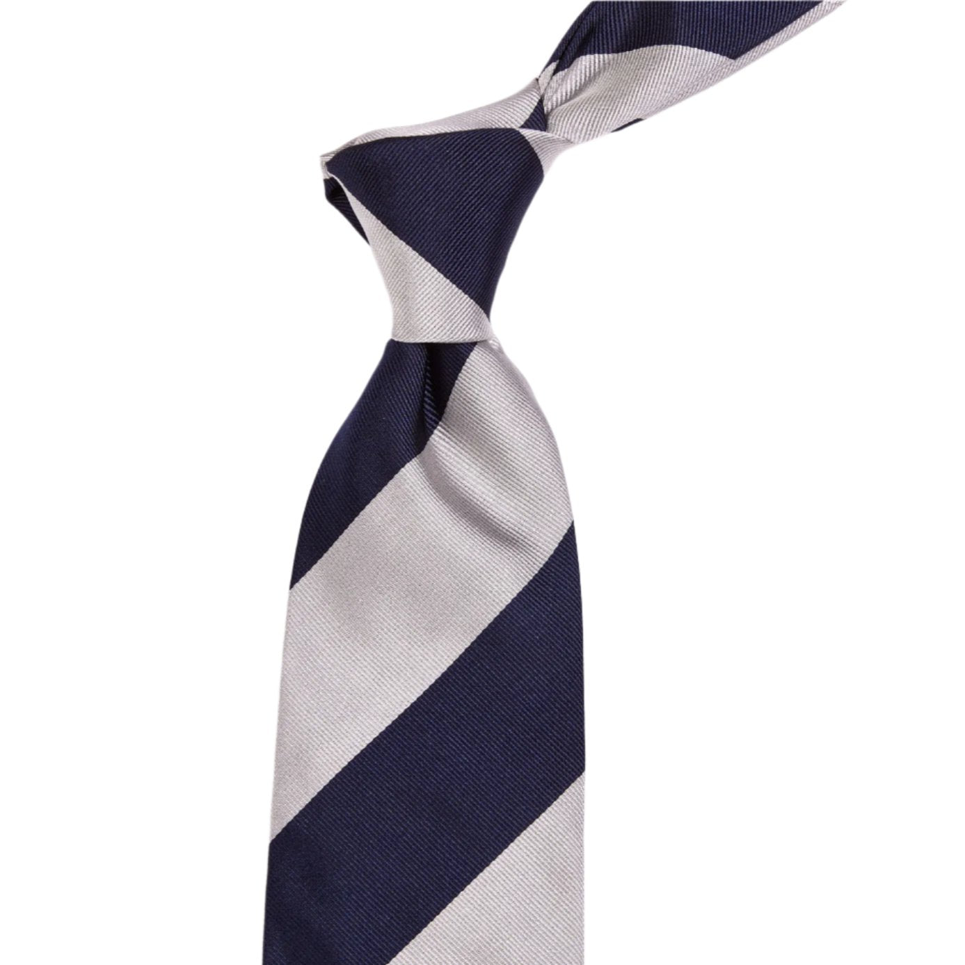 A KirbyAllison.com Sovereign Grade Navy Wide Rep Tie, 150 cm on a white background.