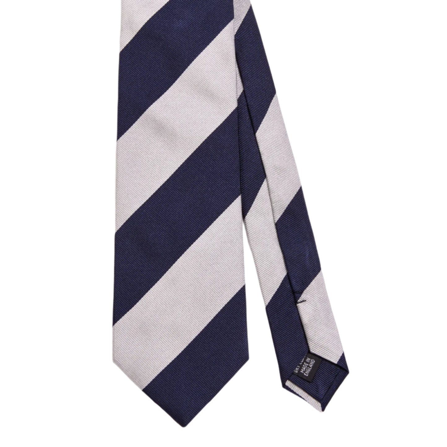 A KirbyAllison.com Sovereign Grade Navy Wide Rep Tie, 150 cm on a white background.