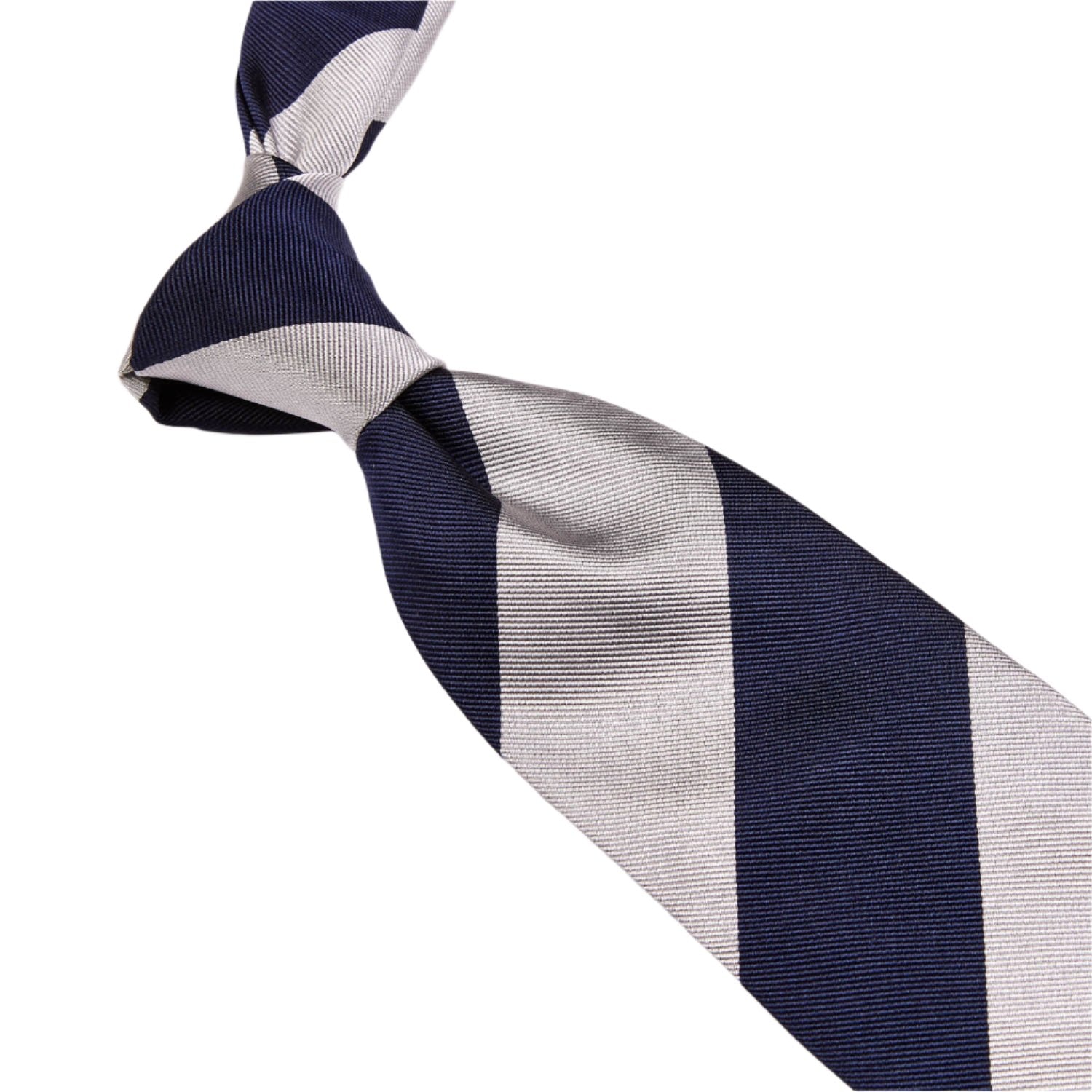 A Sovereign Grade Navy Wide Rep Tie, 150 cm inspired by United Kingdom, on a white background and handcrafted by KirbyAllison.com.