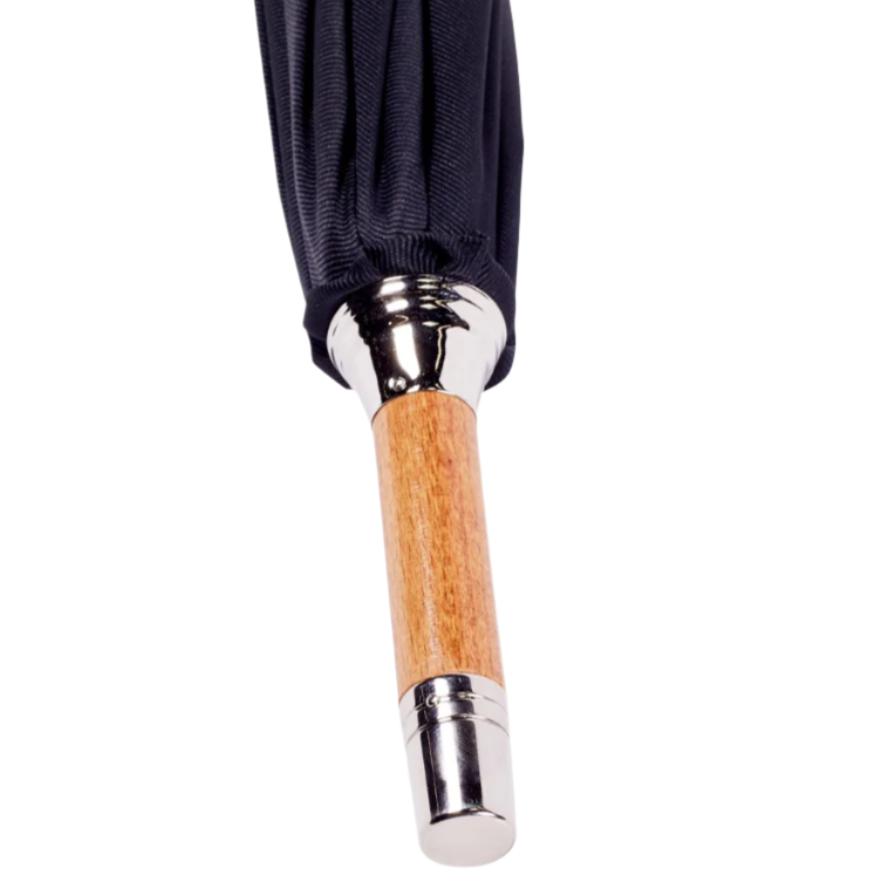 A Chestnut Solid Stick Umbrella with Black Canopy by KirbyAllison.com.