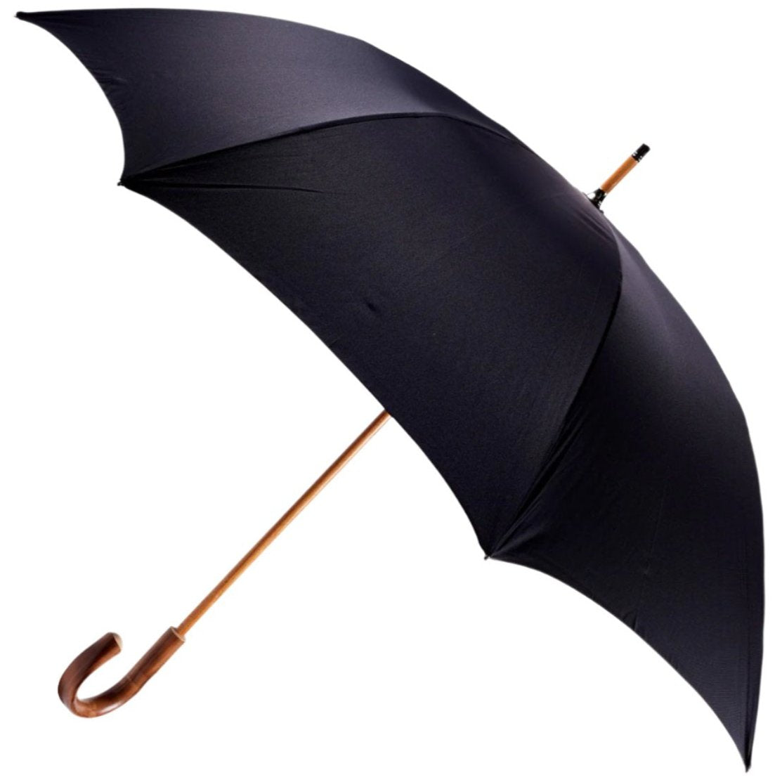 A Chestnut Solid Stick Umbrella with Black Canopy from KirbyAllison.com.