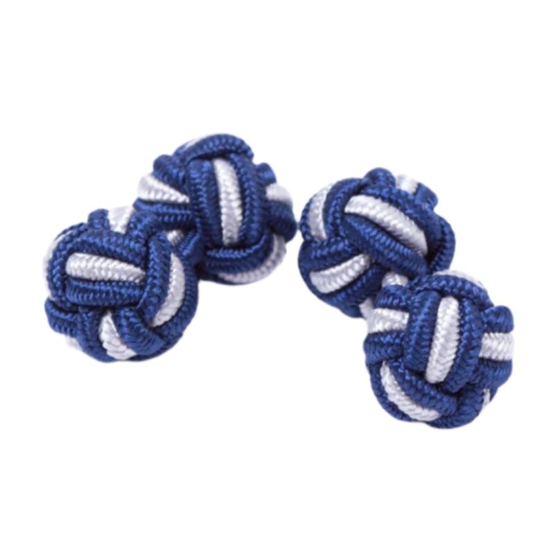 Navy & grey Dual Colored Knot Cufflinks by KirbyAllison.com.