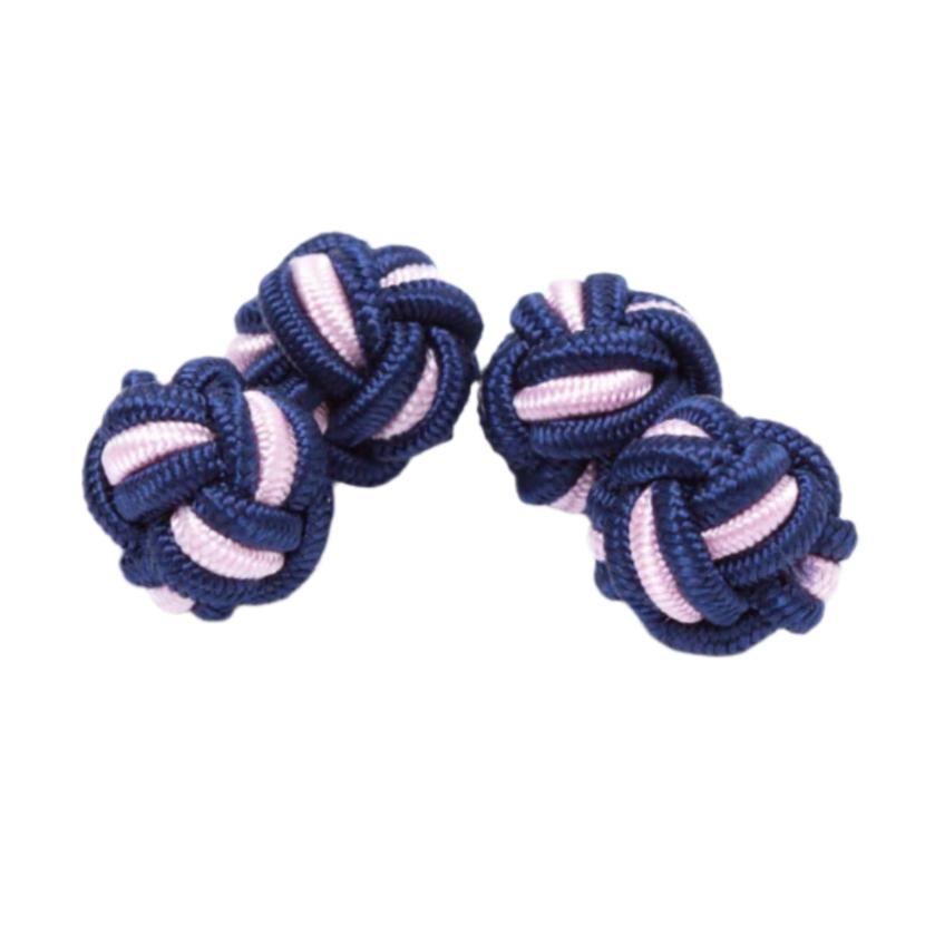 Navy & pink Dual Colored Knot Cufflinks for double-cuff shirts from KirbyAllison.com.