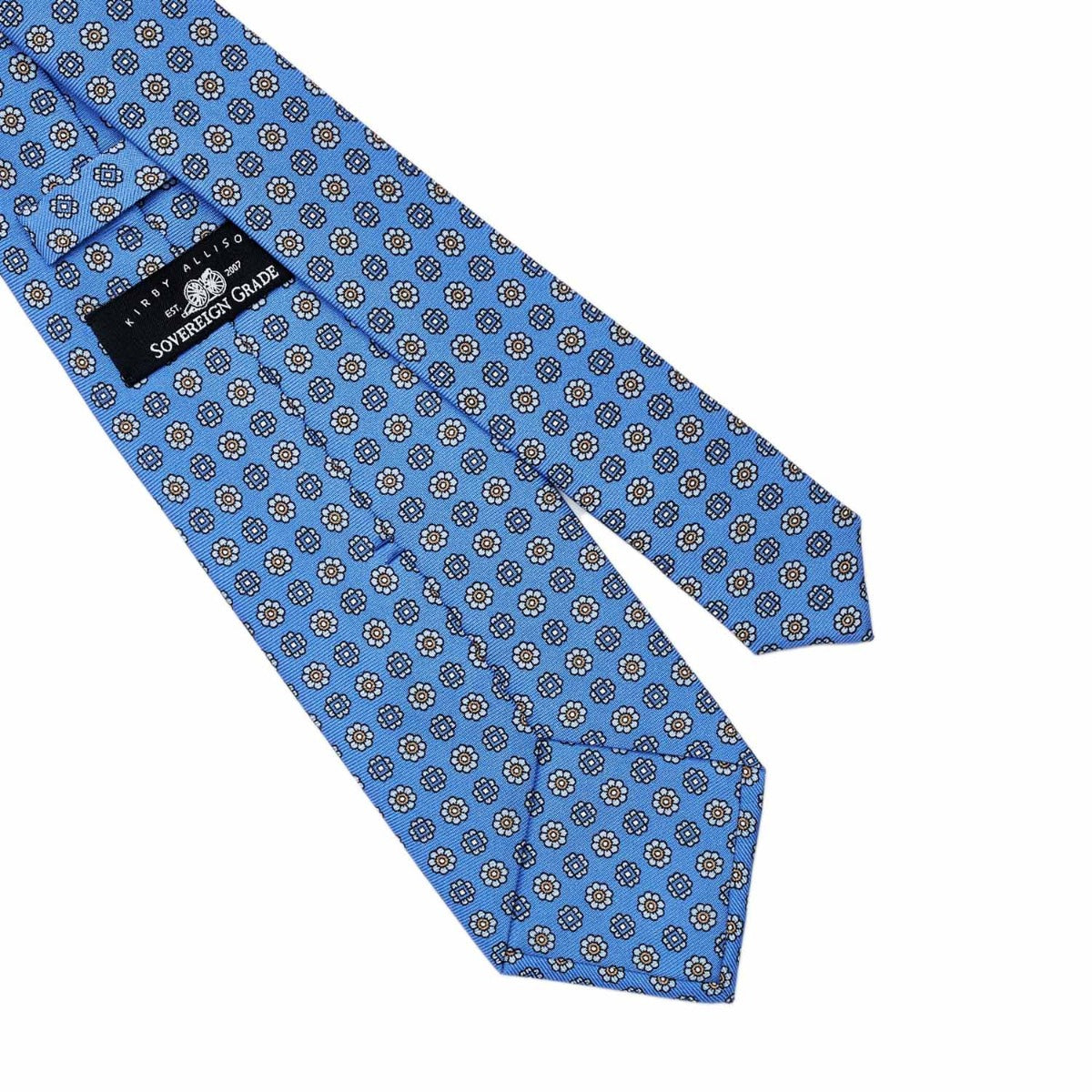 A Sovereign Grade Light Blue Floral 36oz Printed Silk Tie from KirbyAllison.com.