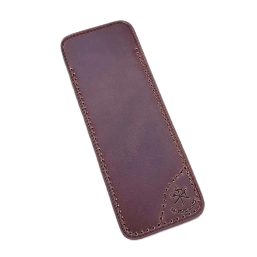 A Cigar Knife Tan Leather Case wallet from KirbyAllison.com on a white background.