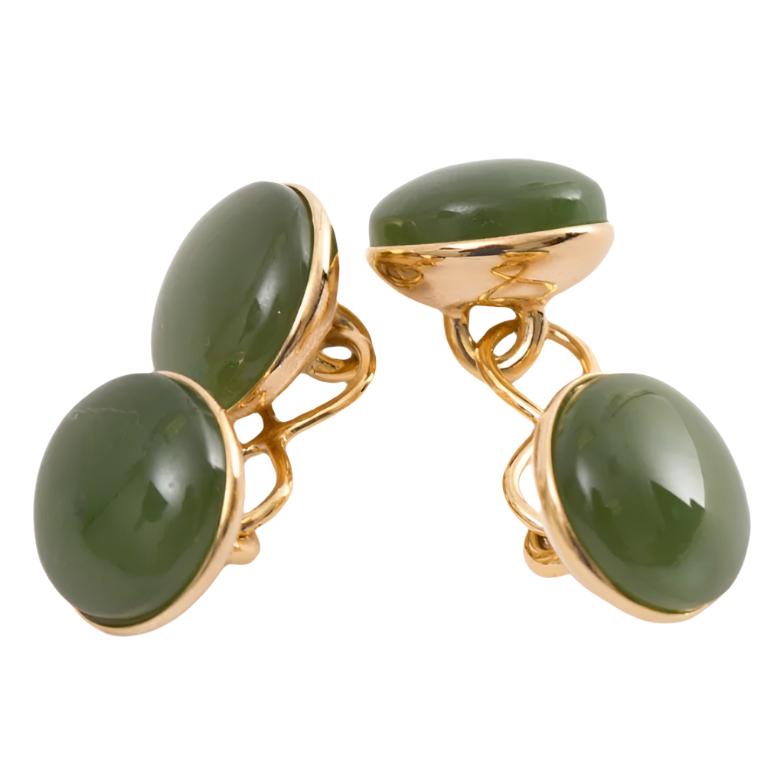 Jade Stone Sterling Silver Cufflinks | KirbyAllison.com
