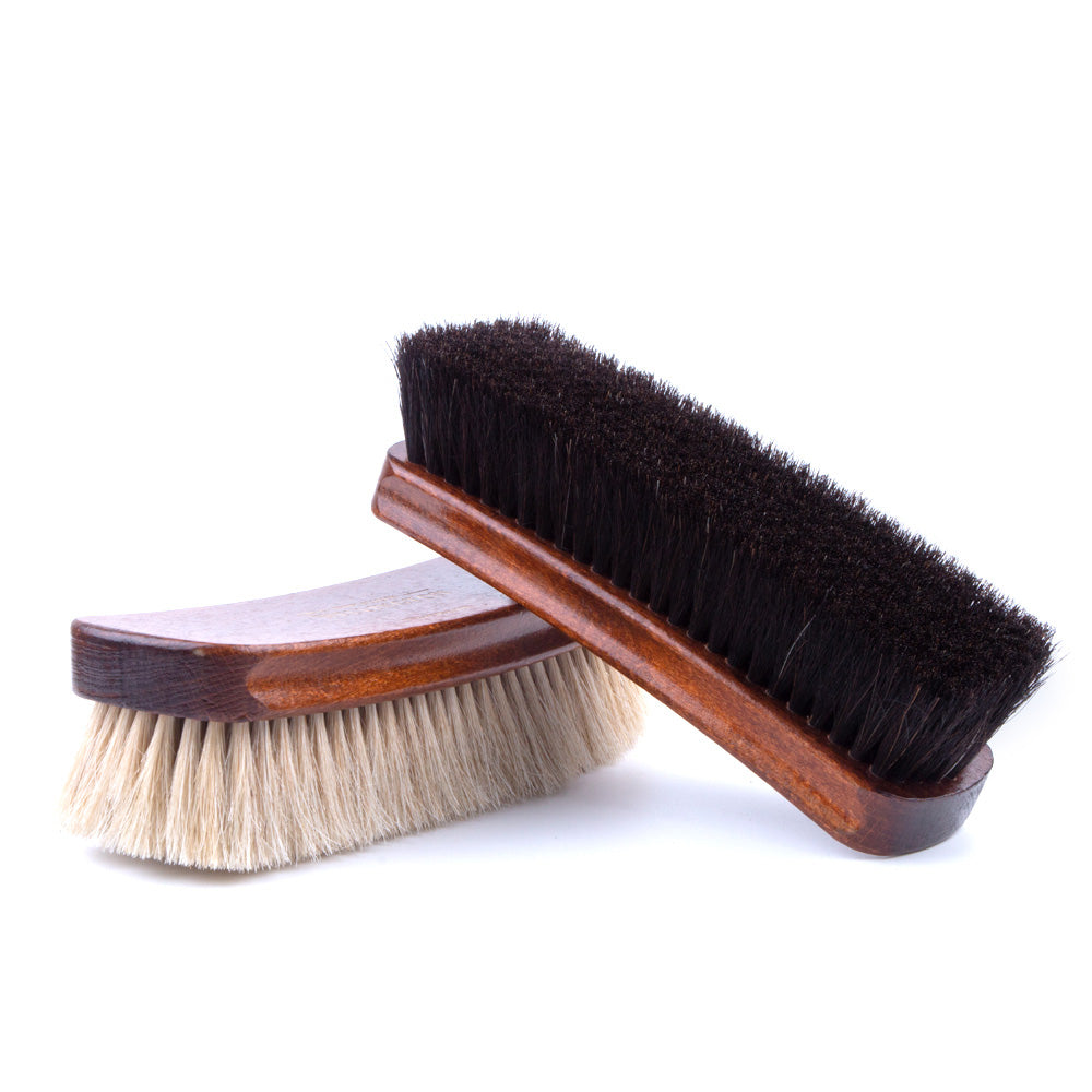 Deluxe set of shoe care brushes, 100% horsehair