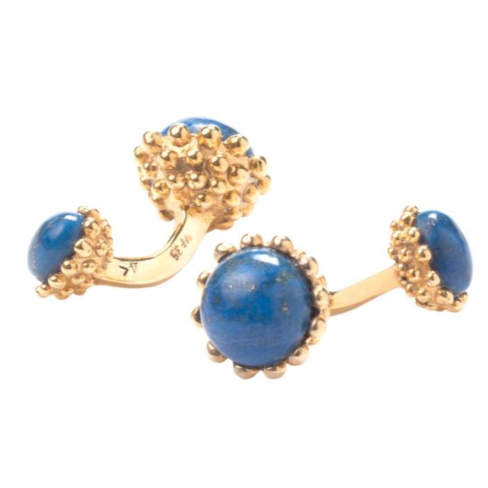 A pair of Lapis Lazuli Golden Acorn cufflinks from KirbyAllison.com.