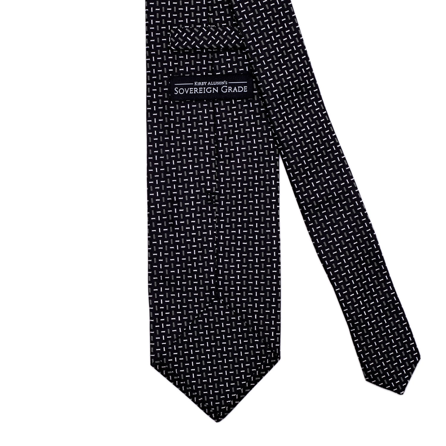 Handmade Sovereign Grade Cross-Bar Jacquard tie with quality craftsmanship on a white backdrop, from KirbyAllison.com.