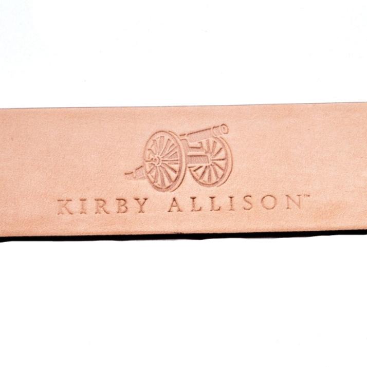 Handcrafted Sovereign Grade Medium Brown Crocodile Belt with a satin finish and KirbyAllison.com logo.