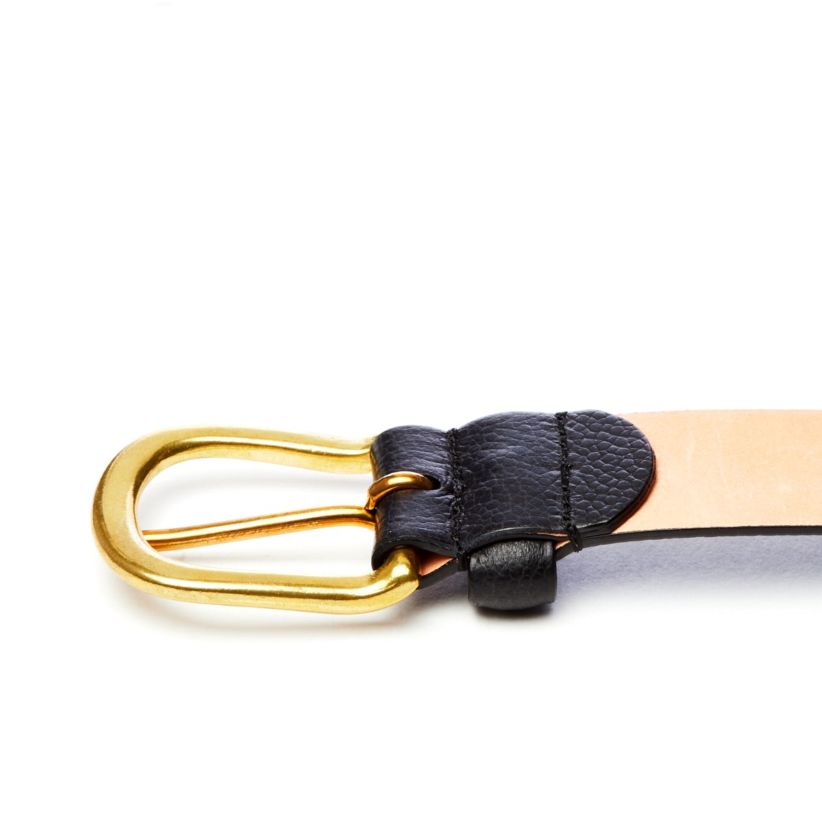 A handcrafted Sovereign Grade Black Grained Calfskin Dress Belt with an Italian calfskin and a gold buckle from KirbyAllison.com.