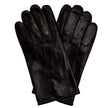 A pair of ultra-soft KirbyAllison.com Sovereign Grade Dark Brown Nappa Leather Gloves, Silk Lined on a white background.