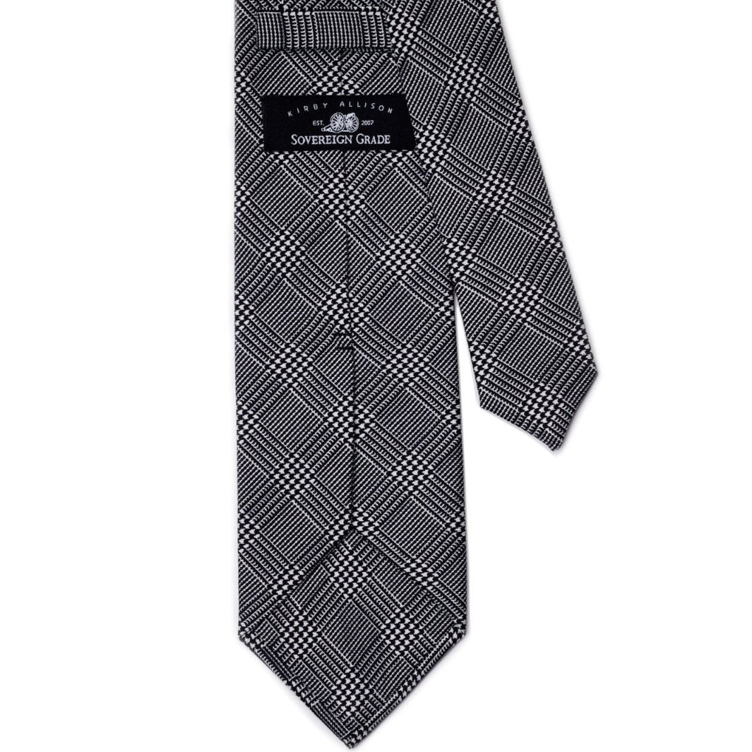 A Sovereign Grade Black Prince of Wales Check Tie from KirbyAllison.com on a white background.